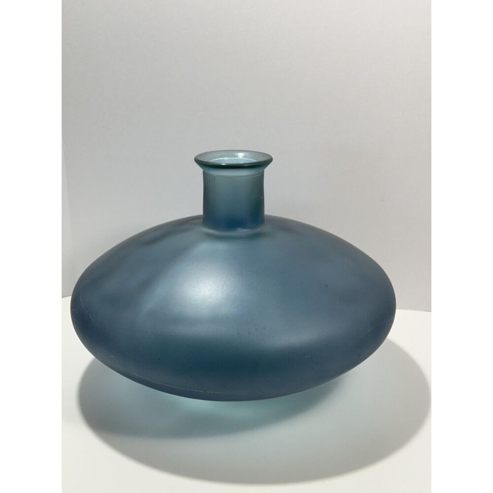 Gorgeous Callisto Spanish Art Deco Large 15x11” Hand blown Glass Vase Blue RARE